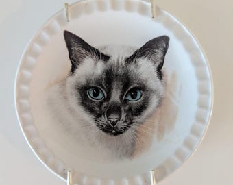 Vintage Siamese Cat Plate Royal Falcon Ware Wall Decor Trinket Dish