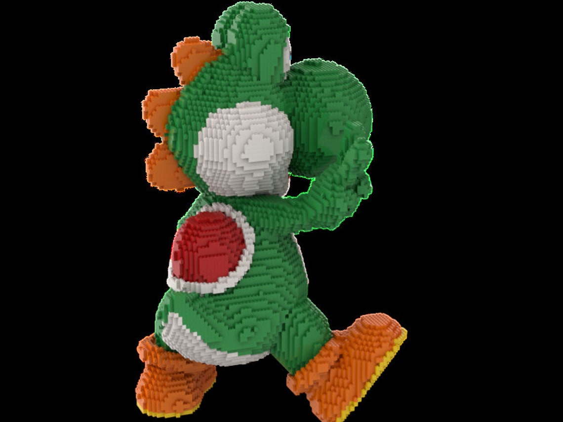 LEGO Yoshi statue building instruction Super Mario Etsy