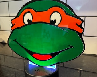 Ninja Turtle with interchangeable Mask! Night Light Acrylic w/led multicolor base and remote. Battery or Plug-In