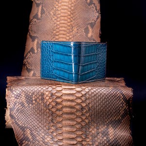 Alligator Wallet with genuine python leather interior, bespoke wallet handmade to order. Luxury gift for him.