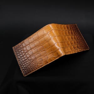 American Alligator Wallet for Men, Bespoke Brown Ombre Bifold, Handmade to Order.