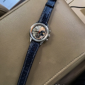 Genuine exotic leather watch strap,  handmade from navy blue ostrich leather, custom watch band, made to fit your watch and wrist.