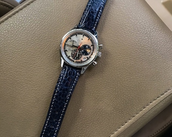 Handmade Navy Blue Ostrich Leather Watch Strap - Custom Fit