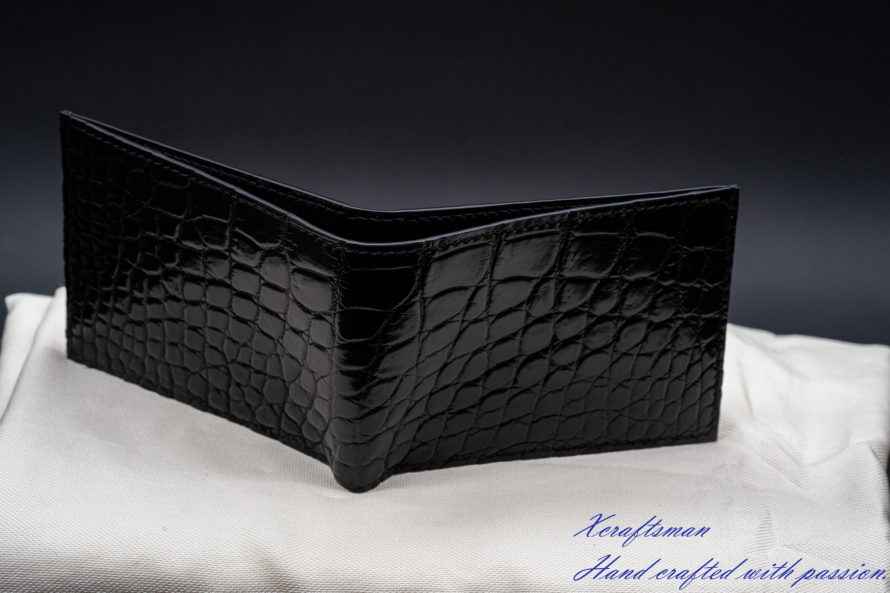 Black Genuine Alligator Skin Wallet Mens Exotic Skin Crocodile Handcrafted  Gift