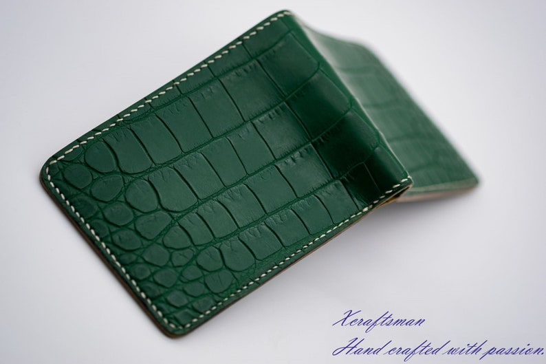 Mens Bifold Wallet Green Alligator Wallet for Men Handmade Etsy
