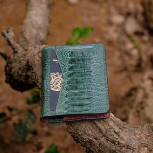 Ostrich Leather Card Holder, Luxury Slim Wallet, Handmade Exotic Leather Minimalist Wallet, Front Pocket Wallet image 5