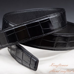 Men's Black alligator belt, Handmade Belts, Classic belt for men, Men's belt, Unique Belts ,belt for man, gift for him, mens gift, image 2