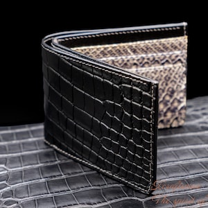 Cartera de piel exótica artesanal: Elegancia de caimán y pitón