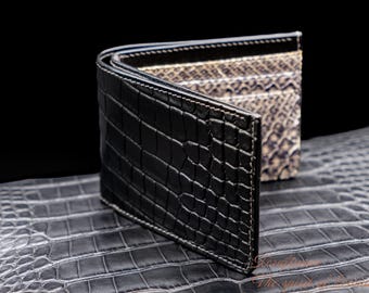 Cartera de piel exótica artesanal: Elegancia de caimán y pitón