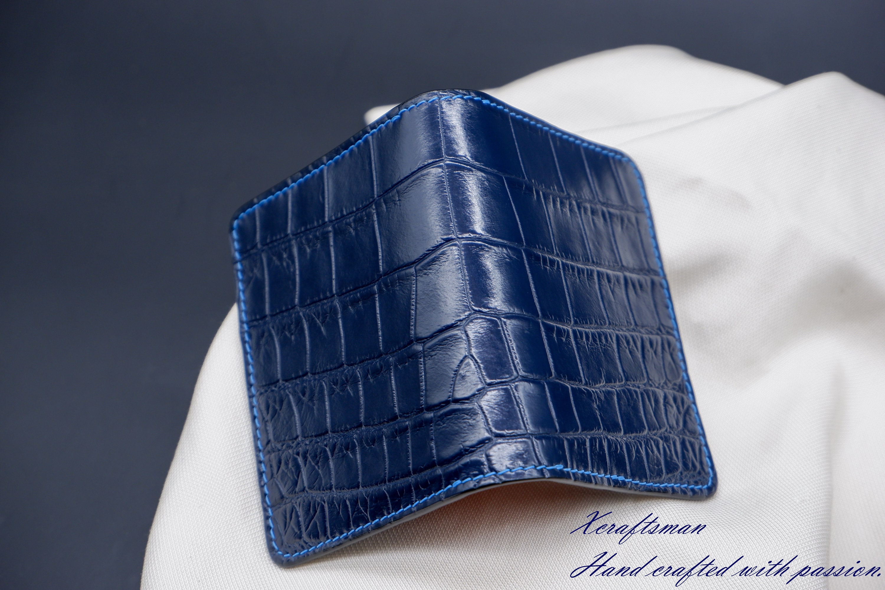 Blue Alligator Card Holder handmade Leather Card Wallet Minimalist Cardholder Slim Card Wallet. Etsy UK