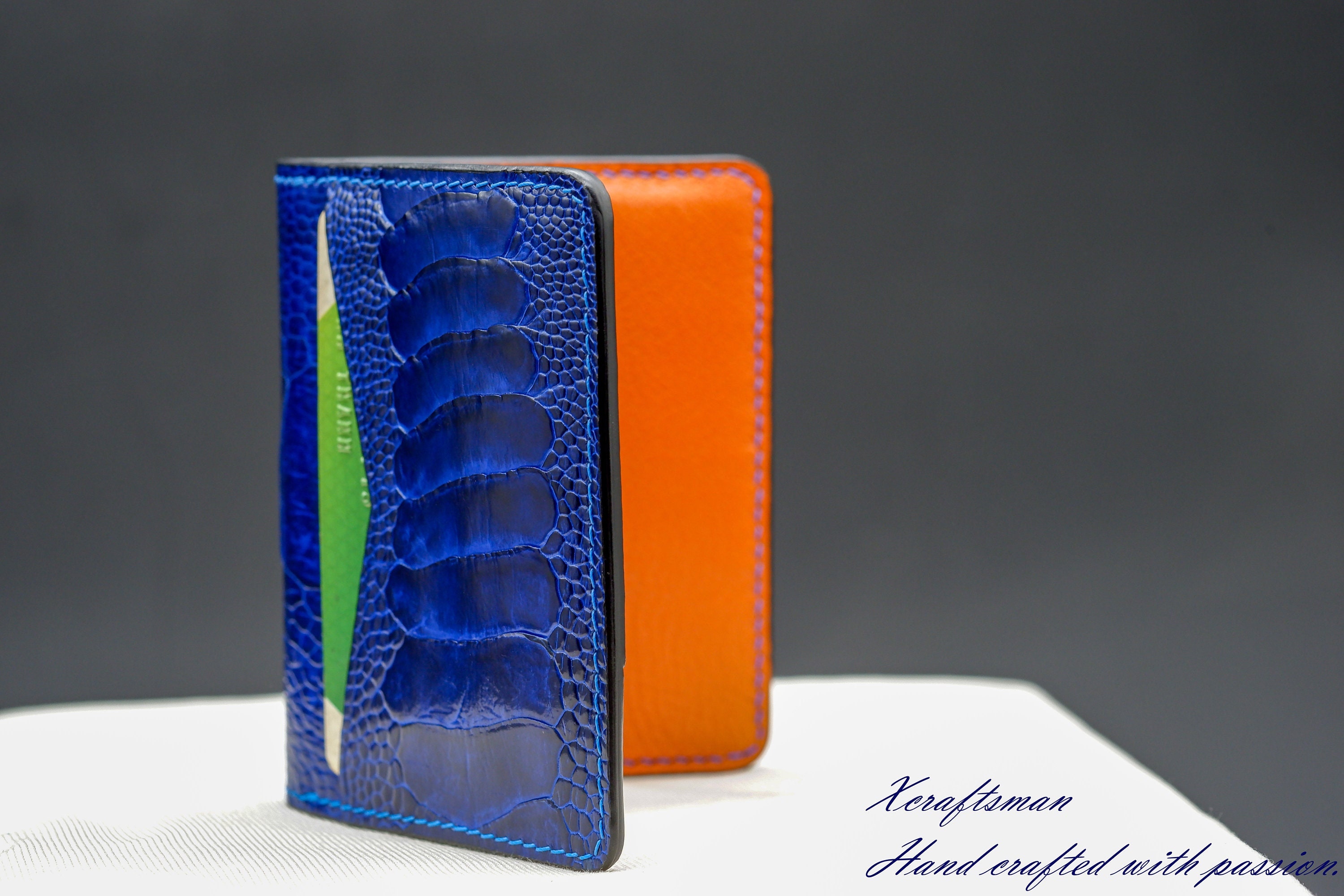 Royal blue ostrich wallet - Luxury leathergoods