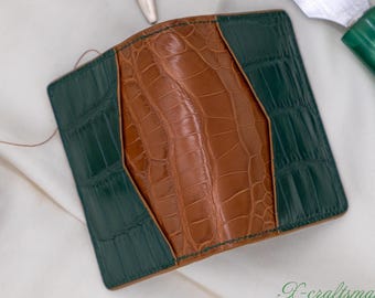 Alligator Leder-Kartenhalter - Maßgefertigter exotischer Luxus-Kartenhalter, Brieftasche für die Vordertasche