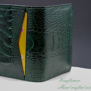 Ostrich Leather Card Holder, Luxury Slim Wallet, Handmade Exotic Leather Minimalist Wallet, Front Pocket Wallet image 10