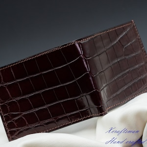 Cartera de piel de cocodrilo auténtica para hombre, hecha a mano bajo pedido, cartera de cuero de lujo para hombre, cartera a medida para hombre, una idea de regalo para él.