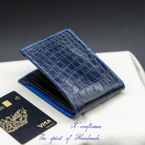 Mens Alligator Wallet, handmade with genuine chevre lining. Elegant wallet for men. image 1