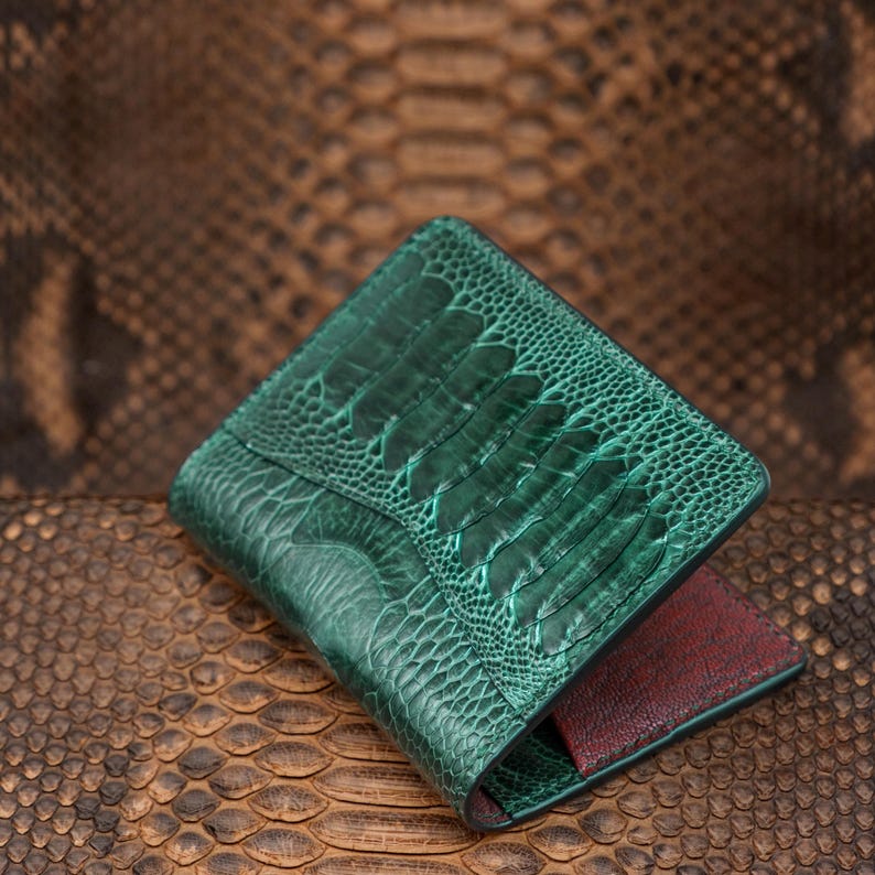 Ostrich Leather Card Holder, Luxury Slim Wallet, Handmade Exotic Leather Minimalist Wallet, Front Pocket Wallet image 2