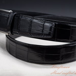 Men's Black alligator belt, Handmade Belts, Classic belt for men, Men's belt, Unique Belts ,belt for man, gift for him, mens gift, image 3