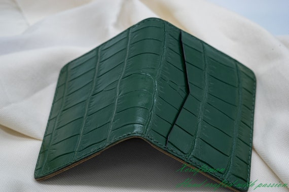 Small Green Leather Wallet Multi Card Spaces Note -  Israel