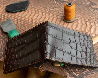 Luxury Alligator Wallet for Men, Handmade Bifold Wallet, Genuine Alligator Leather Wallet, Exotic Leather Wallet, Luxury Gift for Him