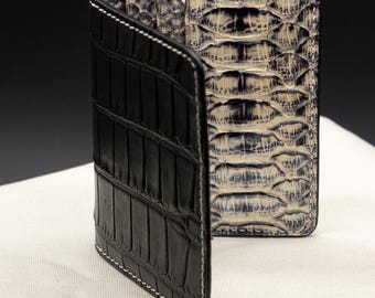 Handgefertigte Kartenhalter aus Alligator und Python-Leder - Exquisites Design und Qualität