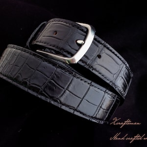 Men&#39;s Black alligator belt, Handmade Belts, Classic belt for men, Men&#39;s belt, Unique Belts ,belt for man, gift for him, mens gift,