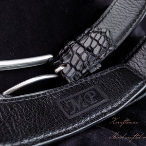 Men's Black alligator belt, Handmade Belts, Classic belt for men, Men's belt, Unique Belts ,belt for man, gift for him, mens gift, image 5