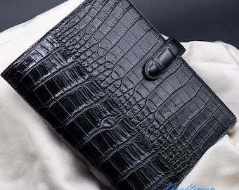 Business portfolio. Alligator leather padfolio, professional business organizer, handmade to order.Legal pad holder.