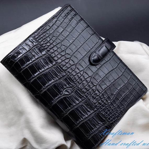 Business portfolio. Alligator leather padfolio, professional business organizer, handmade to order.Legal pad holder.