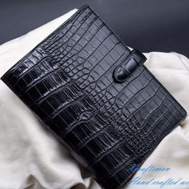Business portfolio. Alligator leather padfolio, professional business organizer, handmade to order.Legal pad holder. image 1