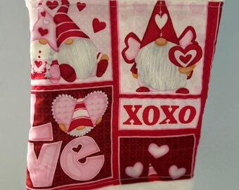 hand towel, holiday towel, Valentine's day, heart, red, black, handmade, towel,