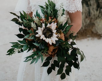 Fall bridal bouquet - Boho wedding bouquet - silk flower bouquet - Eucalyptus bouquet