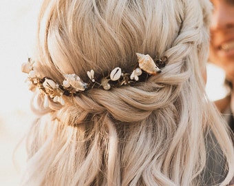 Half sea shell crown - mermaid hairpiece - pearl hair jewelry - destination wedding accessory