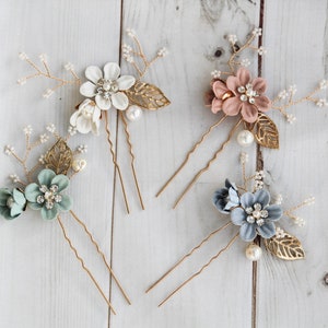 Flower hair pin - Bridal hair pin - wedding hair comb - gold crystal hair piece