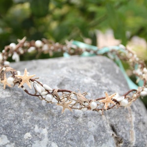 Starfish flower crown - mermaid hairpiece - pearl hair jewelry - destination wedding accessory