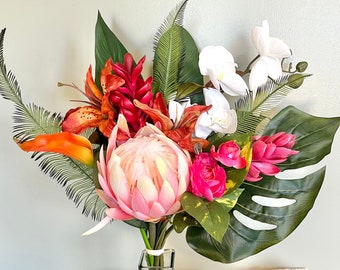 Tropical wedding bouquet - Protea wedding bouquet - silk flower bouquet - Destination bouquet