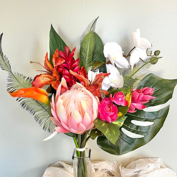 Tropical wedding bouquet - Protea wedding bouquet - silk flower bouquet - Destination bouquet