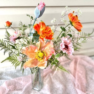 Peach poppy bridal bouquet - Assymetric bouquet - boho flower bouquet - faux flower bridal bouquet