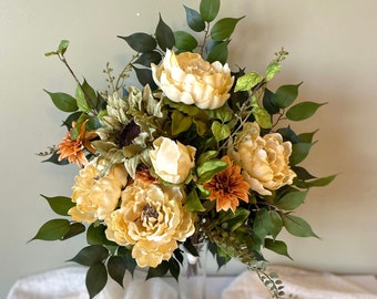 Champagne bridal bouquet - Boho wedding bouquet - fall flower bouquet - Eucalyptus bouquet