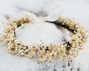 Dried baby's breath flower crown - flower girl wreath - wedding flower crown - babys breath floral halo