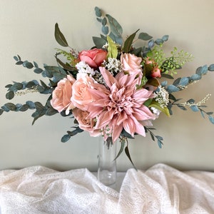 Blush bridal bouquet - boho wedding bouquet - silk flower bouquet - white bridal bouquet