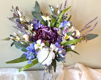 Purple bouquet - boho wedding bouquet - silk flower bouquet - fall bridal bouquet