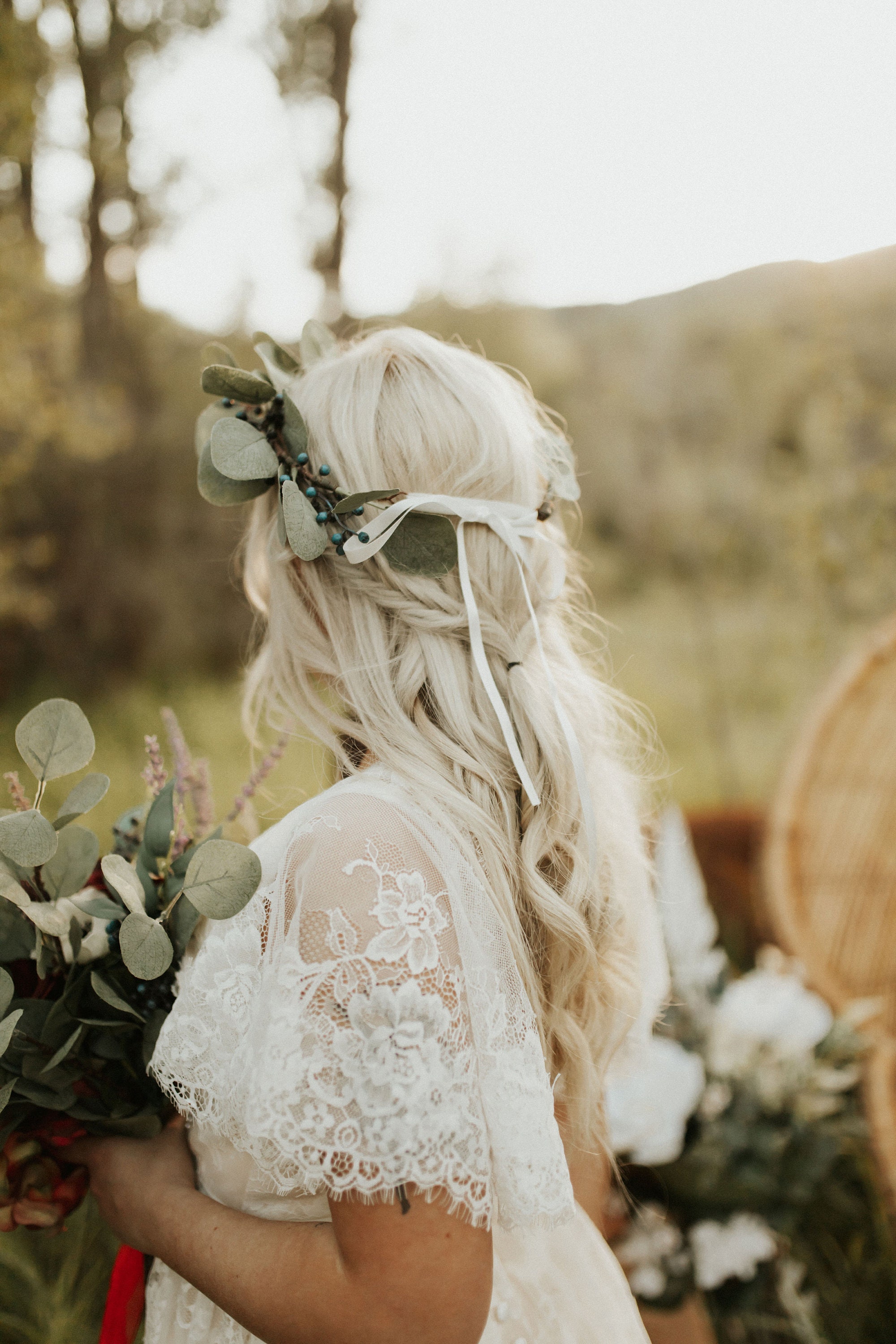 Large Eucalyptus Flower Crown Boho Floral Halo Wedding - Etsy