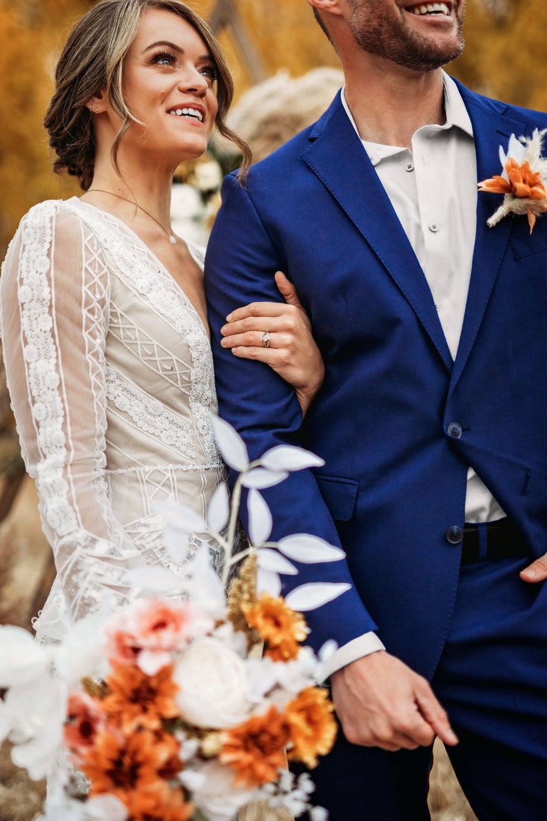 Burnt orange bridal bouquet ivory bouquet boho flower bouquet dried bridal bouquet image 9