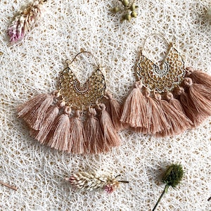 Tassel earrings - boho fringe earrings - geometric earrings