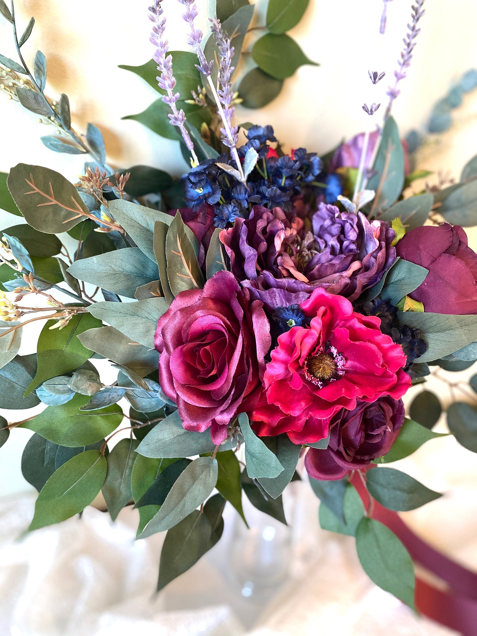 Jewel Tone Bridal Bouquet Boho Wedding Bouquet Silk Flower - Etsy