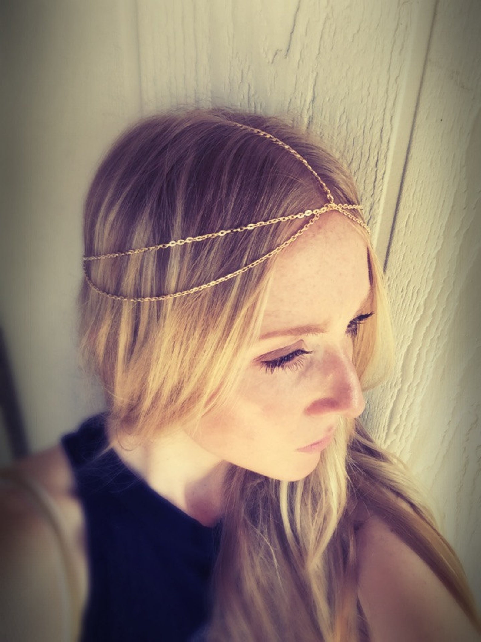 Boho Hair Chain Jewelry Gold Head Chain Festival Hair Etsy
