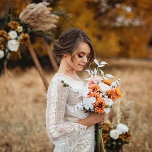 Burnt orange bridal bouquet ivory bouquet boho flower bouquet dried bridal bouquet image 4