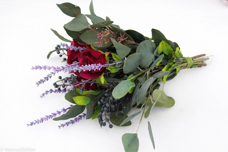 silk flower bouquet free priorty shipping Burgundy eucalyptus bridal bouquet greenery wedding bouquet