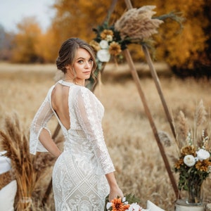 Burnt orange bridal bouquet ivory bouquet boho flower bouquet dried bridal bouquet image 7