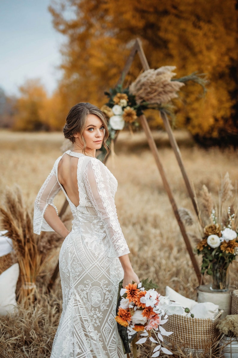 Burnt orange bridal bouquet ivory bouquet boho flower bouquet dried bridal bouquet image 7